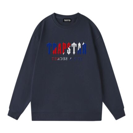 "Crewneck Trapstar It’s A Secret Galaxy Blue Sweatshirt - A stylish crewneck sweatshirt by Trapstar with a captivating 'It's A Secret' galaxy design in blue, perfect for a unique and fashionable look."