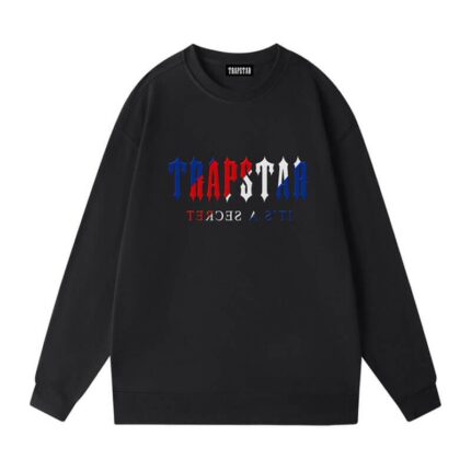 "Crewneck Trapstar It’s A Secret Galaxy Sweatshirt - A fashionable and unique crewneck sweatshirt with a captivating 'It’s A Secret' galaxy design, perfect for making a chic and distinctive fashion statement."