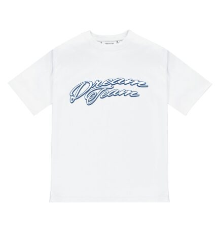 "Trapstar Dream Team T-Shirt - White" "Men's white graphic tee by Trapstar" "Urban streetwear fashion with Dream Team design" "White tee featuring Trapstar's Dream Team graphic" "Clean and stylish white tee with a unique design" "White tee with eye-catching Dream Team-themed artwork" "Fashion-forward Dream Team T-Shirt in white" "Bold statement tee from Trapstar" "Graphic tee with urban flair" "Streetwear style with a hint of individuality"
