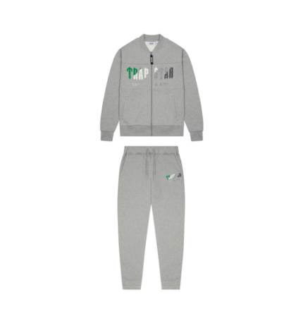 Chenille Decoded Tapstar Zip Tracksuit - Grey/green