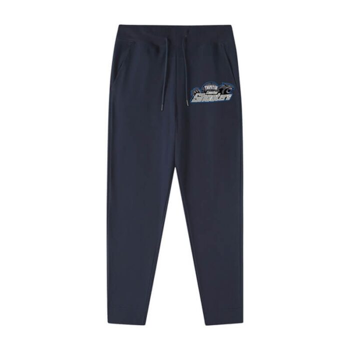"Fleece Trapstar Shooter Blue Pants - Stay warm in style with these cozy fleece pants from Trapstar, featuring a vibrant blue hue and a shooter-inspired design."