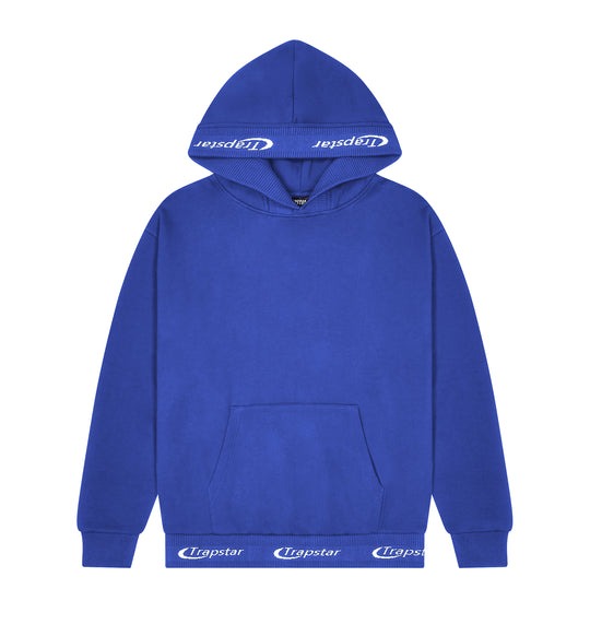 A dazzling blue Hyperdrive Rib Hoodie, a cozy and stylish piece of clothing with a ribbed texture."