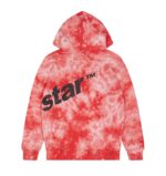 Trapstar Hyperdrive Wrap Hoodie - A vibrant red tie-dye hoodie with a unique wrap design."