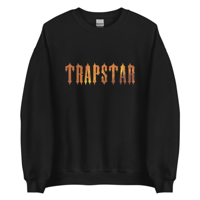 "Trapstar Fire Logo Sweatshirt - White - A stylish white sweatshirt featuring Trapstar's distinctive fire logo."