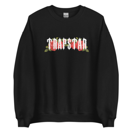 Trapstar Flowers Sweatshirt - Black - A stylish and comfortable black sweatshirt with a flower design by Trapstar."