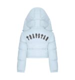 Stylish women's Trapstar Ice Blue Irongate Jacket with a contemporary design in a cool ice blue color."