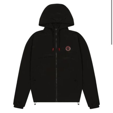 Trapstar Irongate T Windbreaker Jacket in Black/Red - A stylish and functional windbreaker for urban fashion, featuring bold black and red design accents."