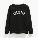 "Trapstar Logo Black Sweatshirt - A sleek and stylish black sweatshirt featuring the iconic Trapstar logo, perfect for a contemporary and urban look."